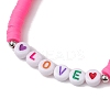 3Pcs 3 Colors Polymer Clay Disc Beaded Stretch Bracelet Sets BJEW-JB10441-02-5