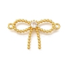 Rack Plating Brass Pave Clear Cubic Zirconia Bowknot Connector Charms KK-I716-29G-1