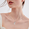 1pc Brass Chain with Alloy Letter Pendants Necklaces NJEW-LP0001-41L-P-4