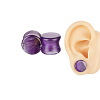 Natural Amethyst Ear Gauges Flesh Tunnels Plugs EJEW-P293-02A-1