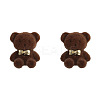 British Style Cartoon Bow Plush Bear Stud Earrings LS-TT1942-1-2
