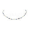 Brass Evil Eye & Glass Beaded Chain Necklace NJEW-JN04312-2