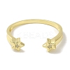 Rack Plating Brass Micro Pave Clear Cubic Zirconia Star Open Cuff Bangles for Women BJEW-P323-05G-2