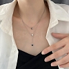 Non-Tarnish 304 Stainless Steel Round Snake Chains Double Layer Necklaces LS-BJEW-K257-03P-5