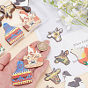 40Pcs 8 Style Single Face Printed Basswood Big Pendants WOOD-AR0001-35-5