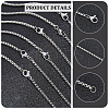  10Pcs 304 Stainless Steel Box Chain Necklaces Set for Men Women NJEW-NB0001-14-5