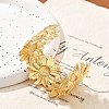 Ion Plating(IP) Flower 304 Stainless Steel Cuff Bangles for Women BJEW-A026-01G-01-3