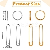 4Pair 4 Style Safety Pin & Ring 304 Stainless Steel Hoop Earrings for Women EJEW-SZ0001-84-4