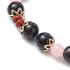 Natural Red Jasper & Black Onyx(Dyed & Heated) & Luminous Acrylic Beaded Stretch Bracelets for Women Men BJEW-JB10502-4