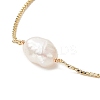 Oval Natural Pearl Beaded Slider Bracelet X-BJEW-JB09315-02-4