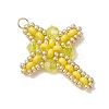 Glass Seed Beaded Cross Pendants PALLOY-MZ00826-05-3