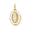 Brass Pave Natural White Shell Pendants KK-S522-07D-G-1
