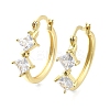 Rhombus Brass Micro Pave Clear Cubic Zirconia Hoop Earrings EJEW-Z121-07G-4