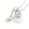 Clear Cubic Zirconia Heart with Rose Pendant Necklace NJEW-F293-01A-RG-3