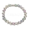 Rack Plating Brass Pave Cubic Zirconia Butterfly Link Bracelets for Women BJEW-B110-05P-2