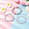 3Pcs Natural Rose Quartz & Dyed Aquamarine & Lepidolite Chip Beaded Stretch Bracelets for Women BJEW-JB12311-1