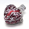 Enamel Heart Rack Plating Platinum Brass Prayer Box Pendants KK-L101-01A-1