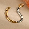 304 Stainless Steel Curb Chain Bracelets BJEW-K284-02A-GP-1