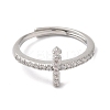 Rack Plating Brass Cubic Zirconia Arabic Letters Adjustable Rings for Women RJEW-S407-10P-08-2