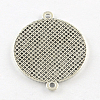 Tibetan Style Alloy Flat Round Cabochon Connector Settings TIBE-Q038-001F-AS-RS-2