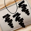 Irregular Geometry Acrylic with Imitation Leather Cord Pendant Necklace & Stud Earring Sets FS-WGB043E-01-4