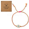 Adjustable 304 Stainless Steel Enamel Evil Eye Cotton Cord Braided Bead Bracelets WG2F678-03-1