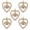 5Pcs Brass Micro Pave Clear Cubic Zirconia Pendants ZIRC-SZ0002-42-1