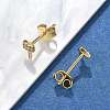 Key 925 Sterling Silver Micro Pave Clear Cubic Zirconia Stud Earrings for Women EJEW-K307-03B-G-2