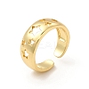 Rack Plating Brass Hollow Star Cuff Rings for Women RJEW-C050-14G-1