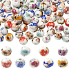 90Pcs 9 Colors Floral Printed Porcelain Beads PORC-SC0001-20-1