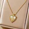 Shiny Heart Star Brass Clear Cubic Zirconia Pendant Necklaces RQ9557-3-1