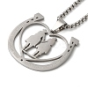 Non-Tarnish Horse Shoes with Couple 201 Stainless Steel Pendant Necklaces for Women and Men NJEW-F324-04P-1