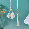 4Pcs 2 Styles Natural Wood Bead Tassel Pendant Decoraiton HJEW-FH00189-4
