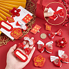 Chinese New Year Bowknot Flower Cloth Alligator Hair Clips Set OHAR-WH0021-31A-3