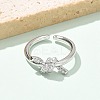 Brass Micro Pave Clear Cubic Zirconia Open Cuff Rings RJEW-G336-01P-2
