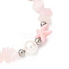Natural Rose Quartz Chip Beads & Synthetic Turquoise Beaded Bracelets for Women BJEW-JB12416-02-3