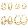 4 Pairs 4 Styles Rack Plating Brass Chunky Hoop Earrings for Women EJEW-BBC0001-94-1