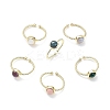 Natural Gemstone Cuff Rings RJEW-E074-01G-1