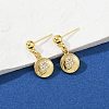 Flat Round with Star & Wing & Snake Brass Micro Pave Cubic Zirconia Dangle Stud Earrings EJEW-Z115-01G-2