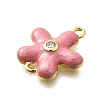 Brass Clear Cubic Zirconia Flower Connector Charms KK-P295-52G-02-2
