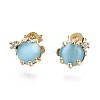 Brass Micro Pave Clear Cubic Zirconia Stud Earrings EJEW-S210-002-NR-1