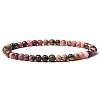 4mm Round Natural Rhodonite Beads Bracelet for Men KG3069-15-1