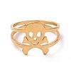 Ion Plating(IP) 201 Stainless Steel Skull Finger Ring RJEW-J051-08G-2