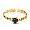 Round Natural Lapis Lazuli Finger Rings RJEW-Q822-50G-03-2