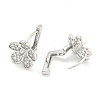 Brass Micro Pave Cubic Zirconia Hoop Earring Findings KK-S386-04P-2