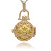 Golden Tone Brass Hollow Round Cage Pendants KK-J216-15G-1