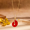 Bohemian Golden Tone Brass Enamel Conch Pendant Necklaces UC9549-1-1