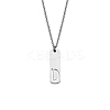 304 Stainless Steel Rectangle with Laser Cut Initial Pendant Necklaces FS-WG71FEF-08-1