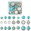 DIY Oval/Half Round Synthetic Turquoise & Tibetan Style Alloy Pendant Making Kits DIY-FS0006-12-1