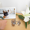 4Pcs Transparent Glass Empty Bottles with Alloy Paw Print Heart Leather Charms AJEW-NB00014-5